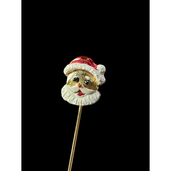 Vintage Gold Tone Santa Claus Face Christmas Holiday Stick Pin Fashion Jewelry - Picture 3 of 4